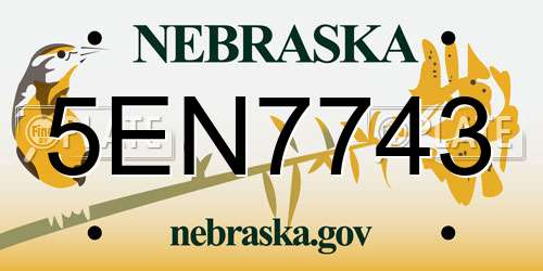 5EN7743 Nebraska License Plate
