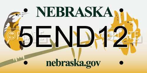 5END12 Nebraska License Plate