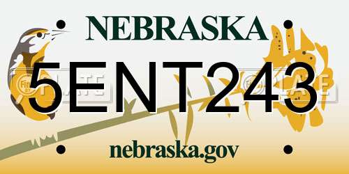 5ENT243 Nebraska License Plate