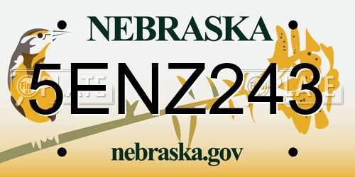 5ENZ243 Nebraska License Plate
