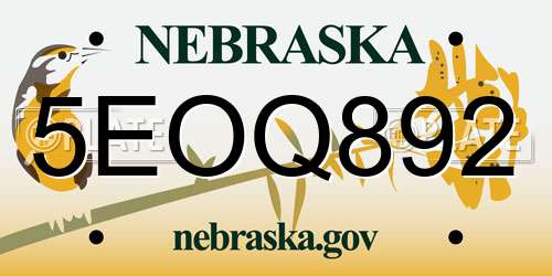 5EOQ892 Nebraska License Plate