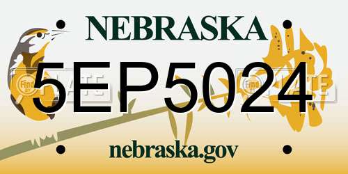 5EP5024 Nebraska License Plate