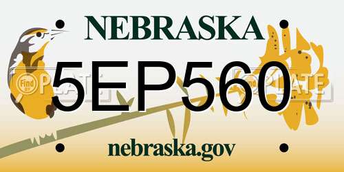 5EP560 Nebraska License Plate