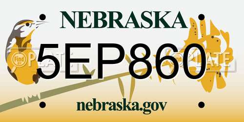 5EP860 Nebraska License Plate