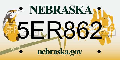 5ER862 Nebraska License Plate