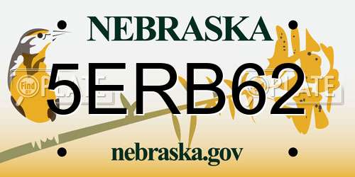 5ERB62 Nebraska License Plate