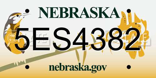 5ES4382 Nebraska License Plate