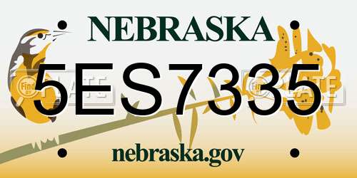 5ES7335 Nebraska License Plate