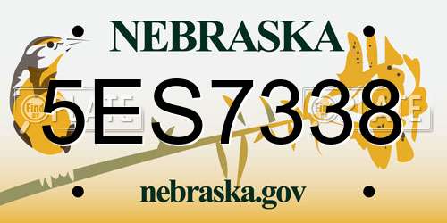 5ES7338 Nebraska License Plate
