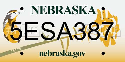 5ESA387 Nebraska License Plate