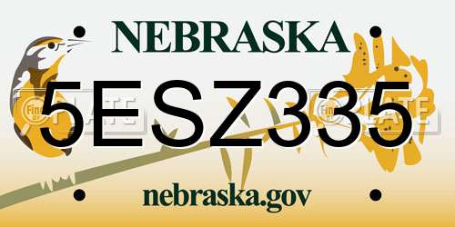 5ESZ335 Nebraska License Plate