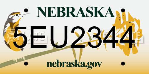 5EU2344 Nebraska License Plate