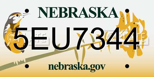 5EU7344 Nebraska License Plate