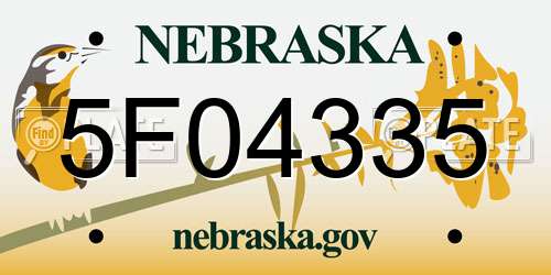 5F04335 Nebraska License Plate