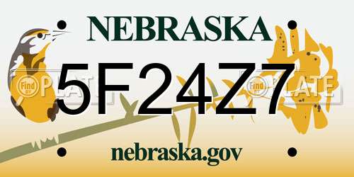 5F24Z7 Nebraska License Plate