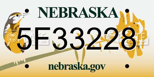 5F33228 Nebraska License Plate