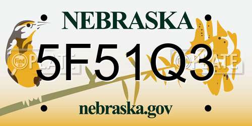 5F51Q3 Nebraska License Plate