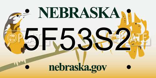 5F53S2 Nebraska License Plate