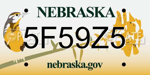 5F59Z5 Nebraska License Plate
