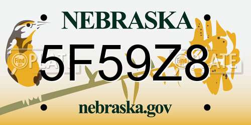 5F59Z8 Nebraska License Plate