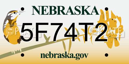 5F74T2 Nebraska License Plate
