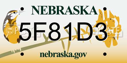 5F81D3 Nebraska License Plate