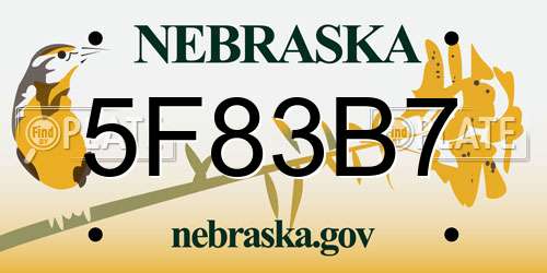 5F83B7 Nebraska License Plate
