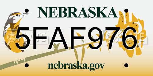 5FAF976 Nebraska License Plate