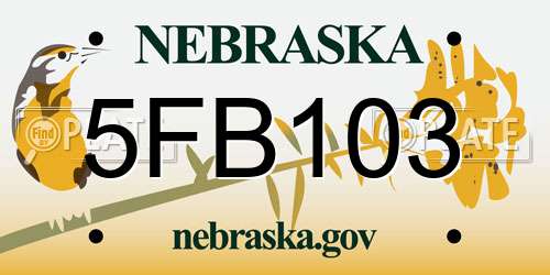 5FB103 Nebraska License Plate