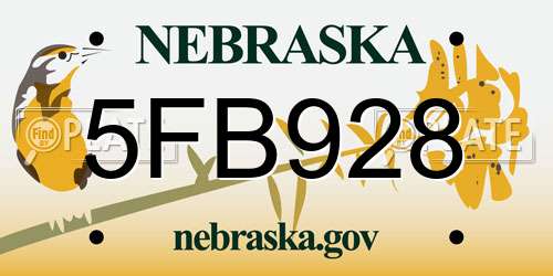 5FB928 Nebraska License Plate