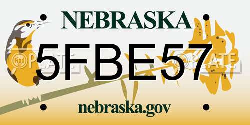 5FBE57 Nebraska License Plate