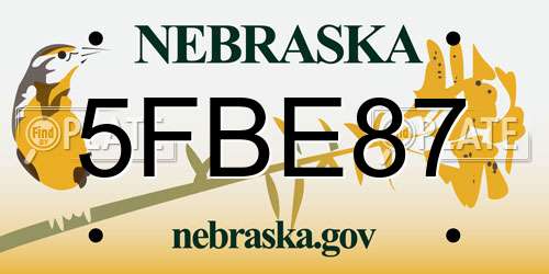5FBE87 Nebraska License Plate
