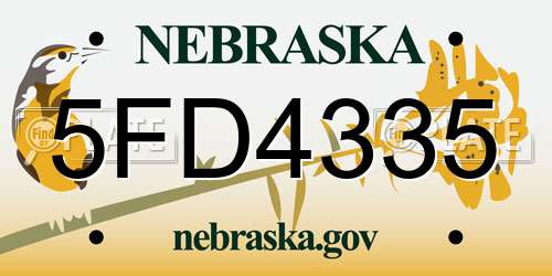 5FD4335 Nebraska License Plate