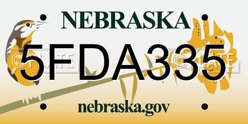 5FDA335 Nebraska License Plate