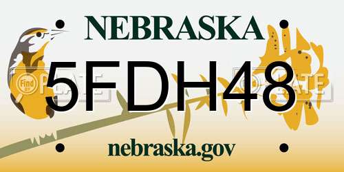 5FDH48 Nebraska License Plate