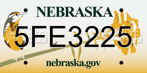 5FE3225 Nebraska License Plate