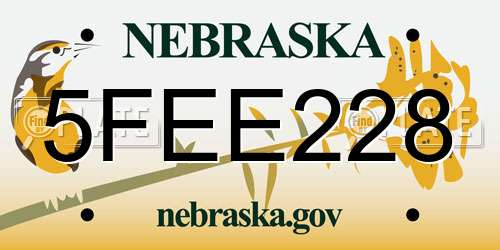 5FEE228 Nebraska License Plate