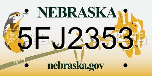 5FJ2353 Nebraska License Plate