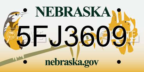 5FJ3609 Nebraska License Plate