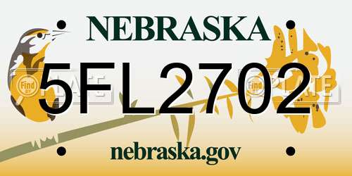5FL2702 Nebraska License Plate