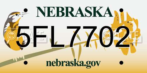5FL7702 Nebraska License Plate