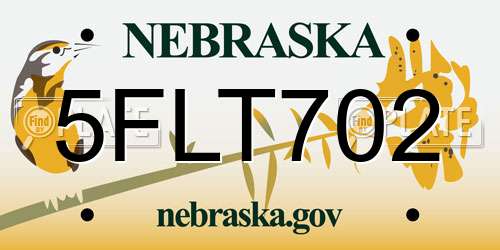 5FLT702 Nebraska License Plate
