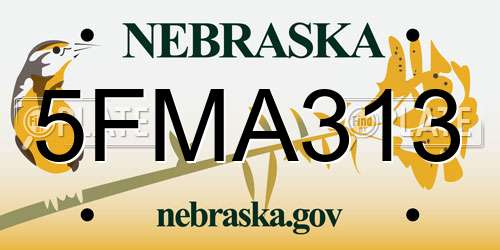 5FMA313 Nebraska License Plate