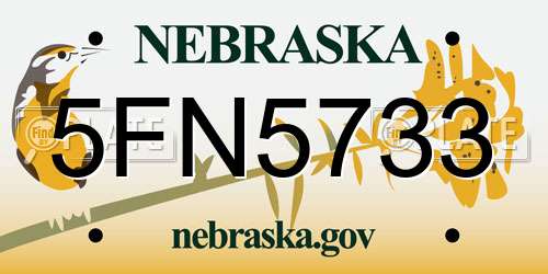 5FN5733 Nebraska License Plate