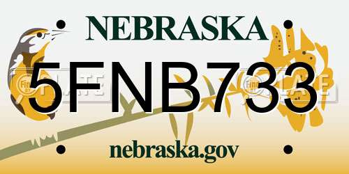 5FNB733 Nebraska License Plate
