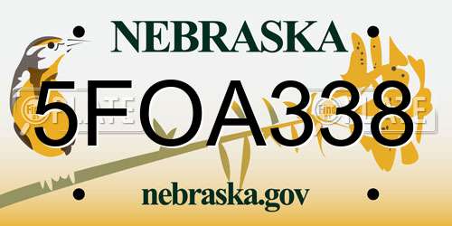 5FOA338 Nebraska License Plate