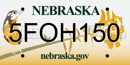 5FOH150 Nebraska License Plate