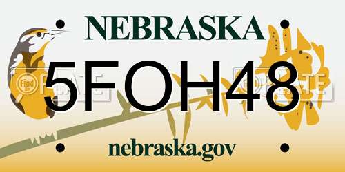 5FOH48 Nebraska License Plate