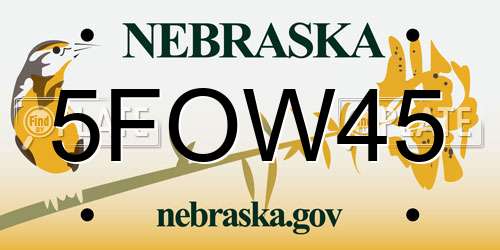 5FOW45 Nebraska License Plate