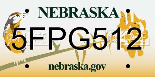 5FPG512 Nebraska License Plate